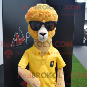Guld Alpaca maskot kostume...