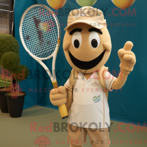 Tan Tennis Racket mascot...