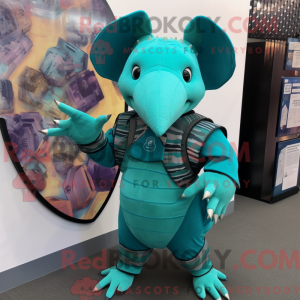 Teal Armadillo mascot...