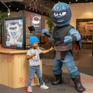 Grå Ninja-maskotdraktfigur...