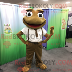 Brun frø maskot kostume...