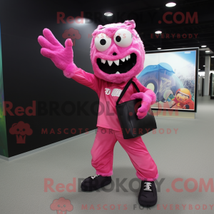 Pink Undead maskot kostume...