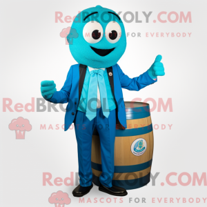 Cyan Paella mascot costume...