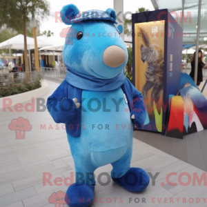 Blå Capybara maskot kostume...