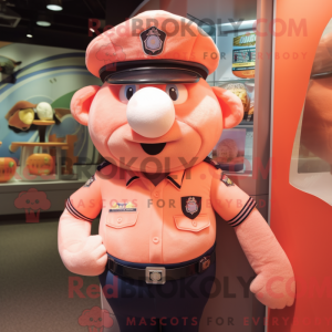 Peach Police Officer mascot...