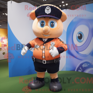 Peach Police Officer mascot...