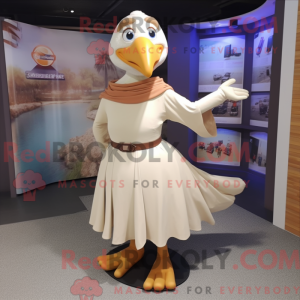 Beige Gull maskot kostume...