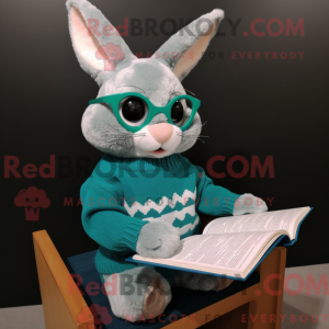 Teal Rabbit maskot kostume...