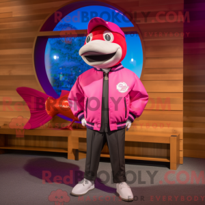 Magenta Salmon Maskottchen...