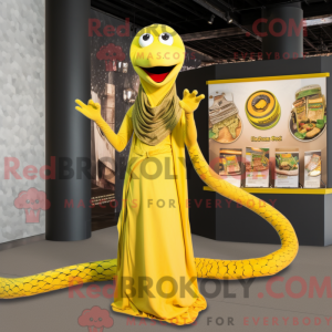 Yellow Snake mascot costume...
