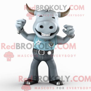 Grey Bull maskot kostume...