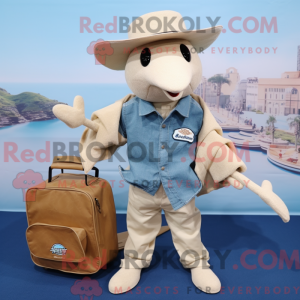 Beige Stingray mascot...