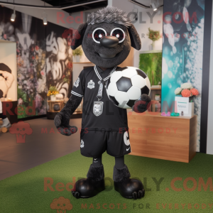 Sort fodbold maskot kostume...