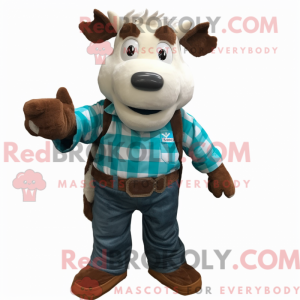 Cyan Hereford Cow mascot...