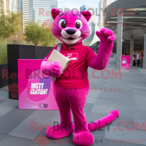 Magenta Puma maskot kostume...