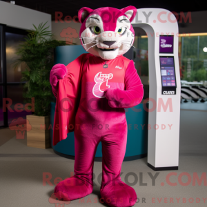 Magenta Puma mascot costume...