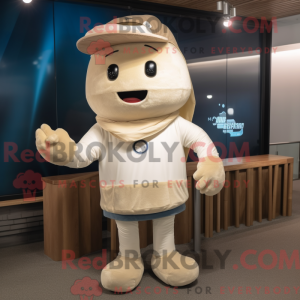 Beige Steak mascot costume...