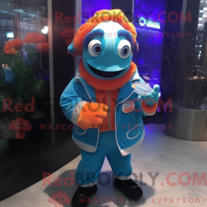 Cyan Clown Fish mascot...