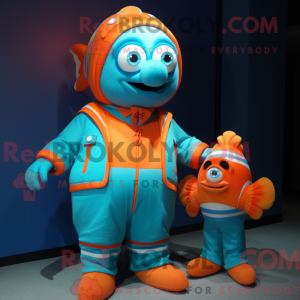 Cyan Clown Fish mascot...