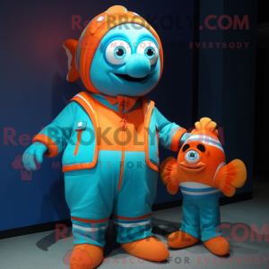 Cyan Clown Fish maskot...