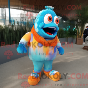 Cyan Clownfisch Maskottchen...