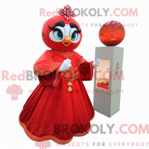 Rød mandarin maskot kostume...