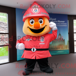 Peach Fire Fighter mascot...