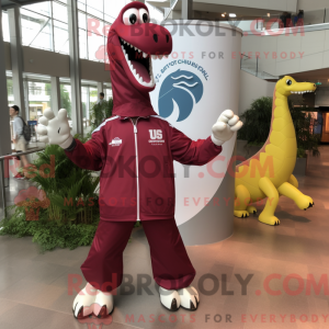 Maroon Brachiosaurus mascot...