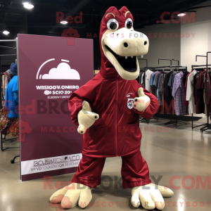 Maroon Brachiosaurus mascot...