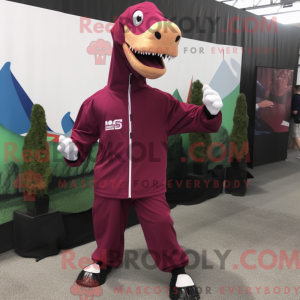 Maroon Brachiosaurus maskot...