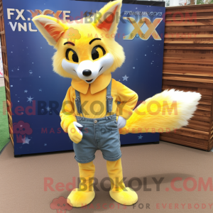 Yellow Fox maskot kostume...