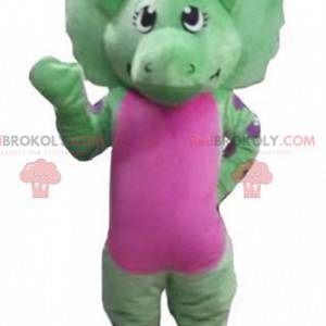 Mascota dinosaurio gigante verde y rosa - Redbrokoly.com