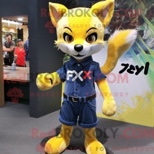 Yellow Fox maskot kostym...