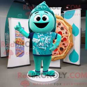 Teal Pizza Slice mascot...