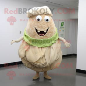 Beige Corned Beef And Cabbage mascot costume character dressed with a Wrap Skirt and Rings