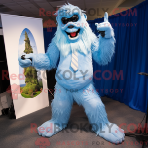 Sky Blue Sasquatch mascot...