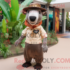 Brown Tapir mascot costume...