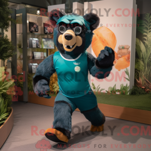 Teal Spectacled Bear mascot...