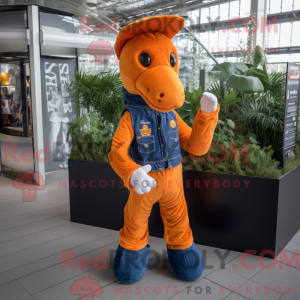 Orange Horse mascot costume...