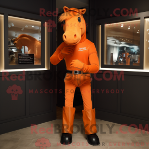 Orange Horse maskot kostume...