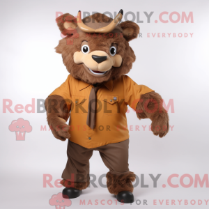 Brown Bison mascot costume...