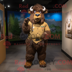 Brown Bison mascot costume...