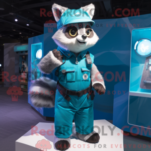 Cyan Raccoon mascot costume...