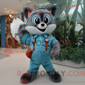 Cyan Waschbär Maskottchen...