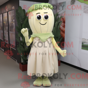 Beige Celery mascot costume...