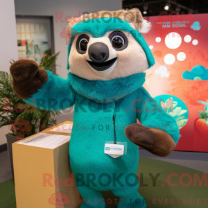 Teal Sloth maskotdraktfigur...