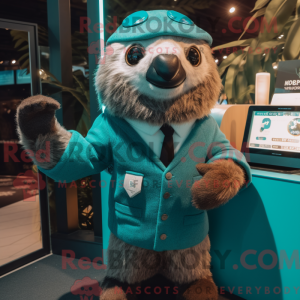 Teal Sloth maskotdraktfigur...