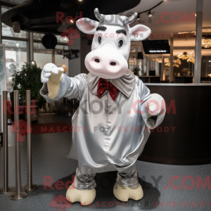 Silver Hereford Cow mascot...