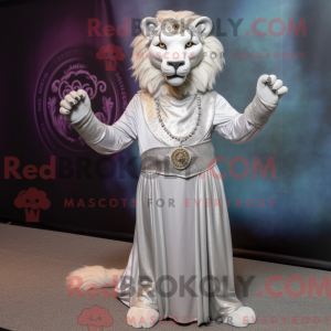 Silver Lion mascot costume...