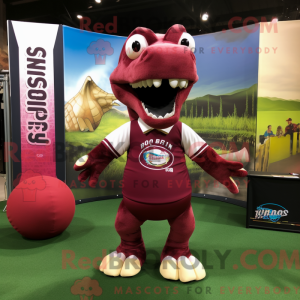 Maroon Brachiosaurus mascot...